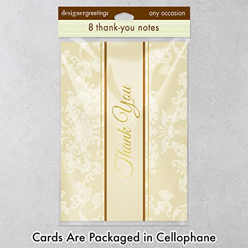Designer Greetings Thank You Greeting Cards - size: 48 Pack Thank You - Gold & Ivory Foliage