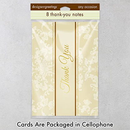 Designer Greetings Thank You Greeting Cards - size: 48 Pack Thank You - Gold & Ivory Foliage