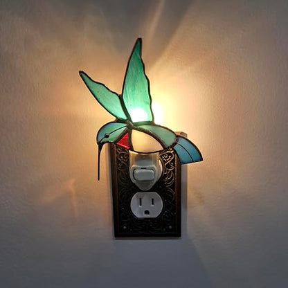 Gift Essentials Hummingbird Plug-in Night Light - Stained Glass Nightlight | Hummingbird Stained Glass Plug-in Nightlight with On/Off Rocker Switch. Includes One 4-Watt Replaceable Warm-Glow Bulb. - color: Hummingbird