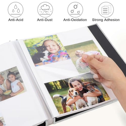 Zesthouse Photo Album Self Adhesive Pages, 60 Pages Magnetic Scrapbook Albums with Sticky Page, Photos Album Holds 8x10 & 5X7 & 4x6 & 6x8 & 3x5, Large Picture Book Ideal Gift for Family Wedding Baby - color: Grey, size: 11"x10.6"/White 60 Pages