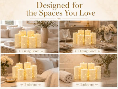 Upinmz 6 Pack Flameless LED Pillar Candles, Battery Operated Flickering Plastic Candles with Remote & Timer, Set for Home, Wedding & Holiday Ambience, Ivory White - size: Ivory-Acrylic-6 Pack
