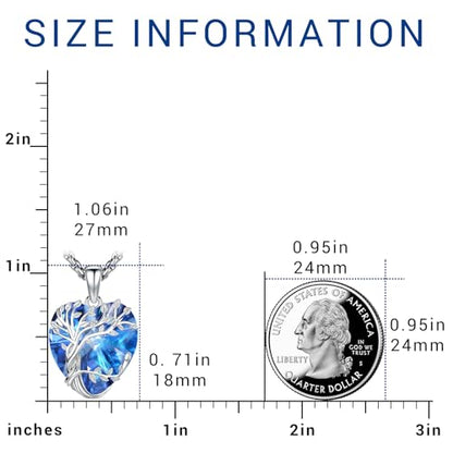 Eusense Tree of Life Necklace for Women Men Sterling Silver 925 Tree Urn Locket Cremation Jewelry Family Tree Pendant Gifts for Her Him Mom Dad Grandma Daughter - style: E-G-Tree of Life Necklace 09-Sapphire