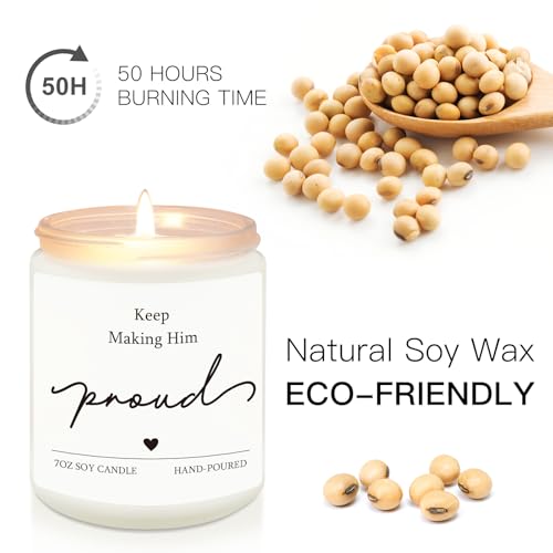 Sympathy Gifts for Loss of Loved One, 7OZ Lavender Scent Soy Wax Candle - style: Keep Making Him Proud