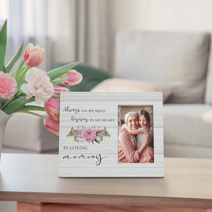 In Loving Memory Picture Frames, Memorial Picture Photo Frames, In Memory of Loved One Gifts, Sympathy Gift, Always on my Mind Forever in My Heart Wood Picture Frames for 4x6 Photos