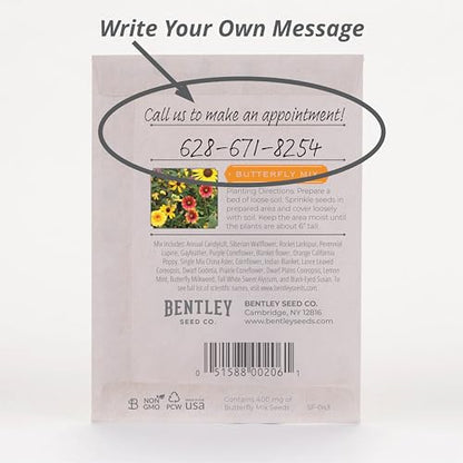 Bentley Seeds Grow with Us Pre Filled Butterfly Mix Seed Packets - 25 Individual Assortment Butterfly Mix Seed Packs for Party Favors Non-GMO Eco-Friendly Summer to Fall Gift - Outdoor Garden Seeds - style: Grow with Us