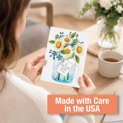 Current Mason Jar Get Well Greeting Cards - Set of 8 (4 Designs), Large 5" x 7", Sympathy Cards with Sentiments Inside, White Envelopes - color: Mason Jar