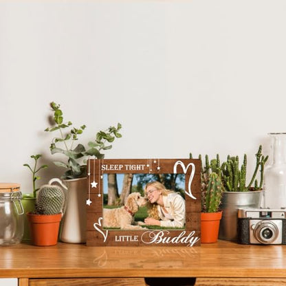 Wooden Tabletop Photo Frame, Sleep Tight Little Buddy, Rustic Wood Picture Frames, Pet Wooden Memorial Gifts Picture Frames, Wood Photo Frame for Wall Tabletop Display 7.9 * 5.7inches - color: Style 9