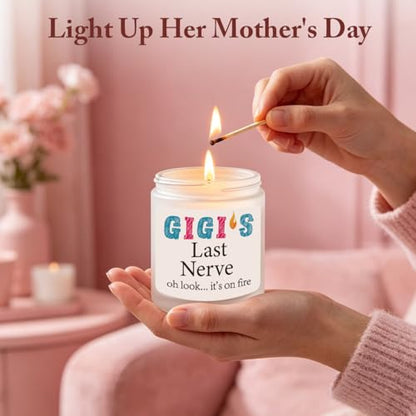 Gigi Gifts Novelty Lavender Scented Soy Candle Gift Funny Grandmother Mother's Day Birthday Gift for Gigi Grandma Gigi's Last Nerve Candle - color: Gigi