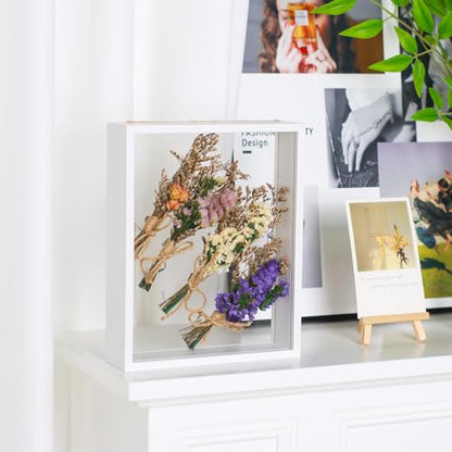 2 Pack 8 x 10 Floating Picture Frame 3d Farme Wooden Shadow Box Frames for Dried Flower Plant Specimen DIY Artwork Display Frame for Tabletop Decor