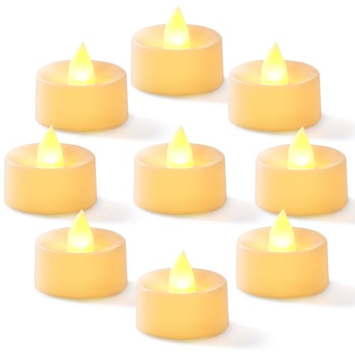Homemory 100-Pack Flameless Tea Lights Candles Battery Operated, 200+ Hours - color: Brgiht Amber Light, White Base, size: Pack of 100