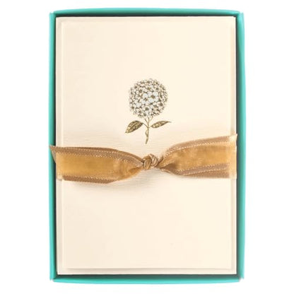 Graphique Hydrangea La Petite Presse Boxed Notecards - 10 Embellished Gold Foil Blank Cards with Matching Envelopes and Storage Box, 3.25" x 4.75" (L1346CB) - color: Bouquet