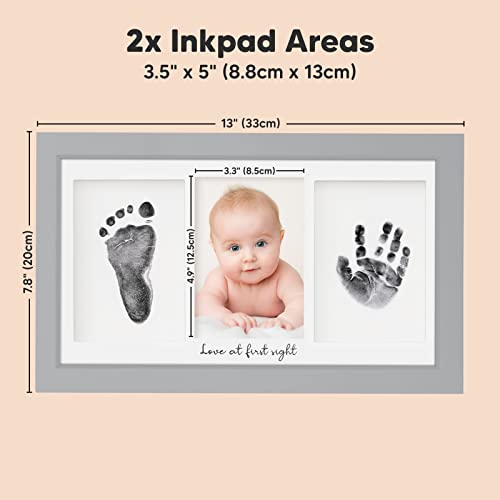 Inkless Hand and Footprint Kit, Boy Girl Newborn Keepsake (Cloud Gray) | No Mess Ink Pad for Baby Handprint, Clean Touch Paw Print Kit for Dog Picture Frame, Personalized Baby Christmas Shower Gifts - color: Cloud Gray