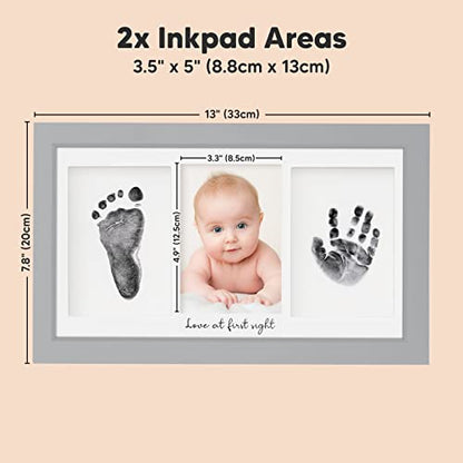 Inkless Hand and Footprint Kit, Boy Girl Newborn Keepsake (Cloud Gray) | No Mess Ink Pad for Baby Handprint, Clean Touch Paw Print Kit for Dog Picture Frame, Personalized Baby Christmas Shower Gifts - color: Cloud Gray