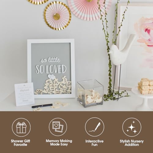 Pearhead So Little So Loved Wooden Elephant Guestbook Frame, 65 Tokens - style: Elephant Guest Book Frame