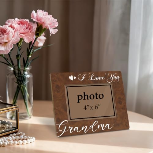 I Love You Grandma Picture Frame, Grandmother Birthday Gift From Grandchild, Tabletop Display Home Decoration, Grandma Gifts Wooden Photo Frame Fitting a 4x6 Inch Photo - color: I Love You Grandma