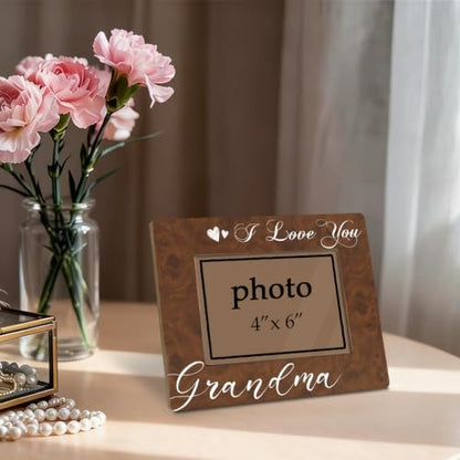 I Love You Grandma Picture Frame, Grandmother Birthday Gift From Grandchild, Tabletop Display Home Decoration, Grandma Gifts Wooden Photo Frame Fitting a 4x6 Inch Photo - color: I Love You Grandma