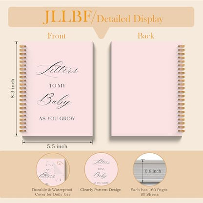 JLLBF Letters to My Baby Spiral Notebook, Baby Shower Gifts Notebooks for Expecting New Mom, Baby Journals for First Time Moms, Pregnancy Journal Notebook, 5.5x8.3 Inch - color: Letters To Baby
