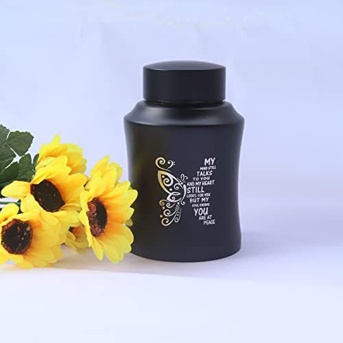 6 Inch Medium Aluminium Cremation Ash Urn for Family & Loved Ones - Black