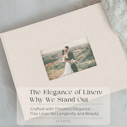 Premium Scrapbook Album with Window and Writing Space – 60 Pages holds 200 Photos of Different Sizes – Wedding, Baby, Travel & Family Memories – 11.4" x 8.6" - Oat - color: Oat, size: Small w/ Window
