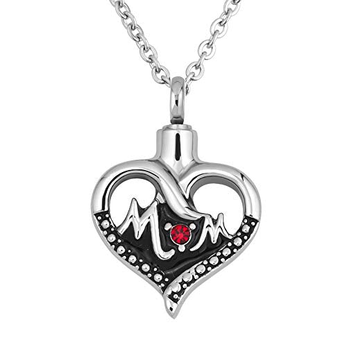 Mom Love Heart Urn Necklace for Ashes Keepsake Cremation Urn Jewelry Memorial Pendant