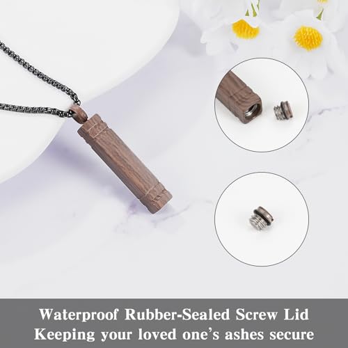 abooxiu Urn Necklace for Ashes Memorial Cremation Jewelry for Ashes Stainless Steel Ashes Jewelry Cube Ashes Necklace Bar Urn Pendant for Women Men - style: Wood Texture Finish