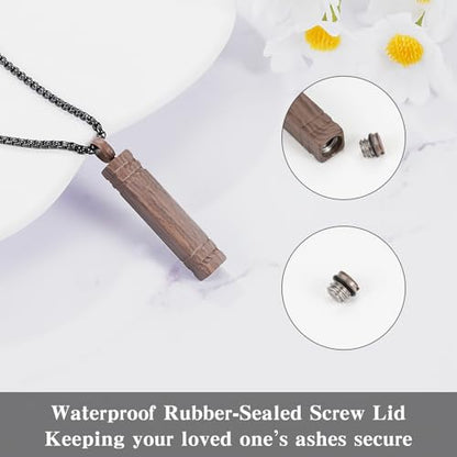 abooxiu Urn Necklace for Ashes Memorial Cremation Jewelry for Ashes Stainless Steel Ashes Jewelry Cube Ashes Necklace Bar Urn Pendant for Women Men - style: Wood Texture Finish