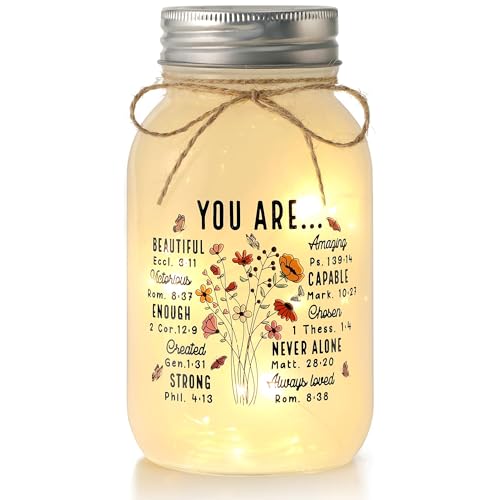 Inspiring Birthday Gifts for Women – Mason Jar Night Lights with "You Are" | Inspirational Gift for Best Friend, Bestie, Girlfriend, or Yourself, Christian Religious Gifts for Women, 30 oz - color: You are