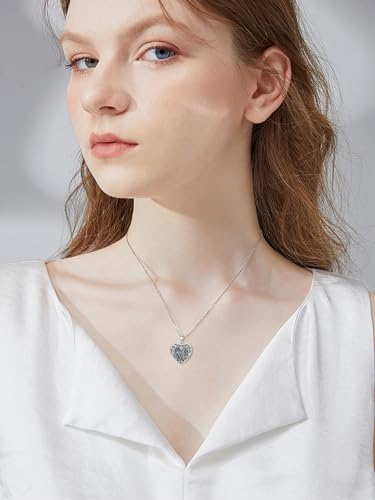 Personalized Heart Locket Necklace That Holds Pictures 925 Sterling Silver Custom Photo Lockets Necklaces Jewelry Gifts for Family Women Lover - color: Skull Rose, style: Locket Only