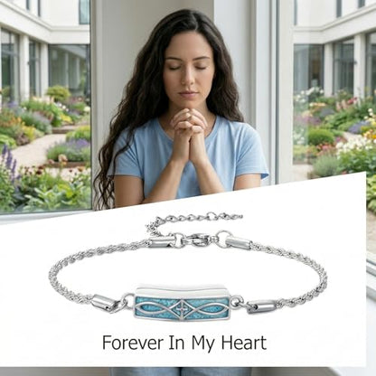 YYB Urn Bracelet for Ashes Hummingbird/Dragonfly/Butterfly/Sunflower Turquoise Locket Bracelet Cremation Memorial Jewelry Mothers Day Gifts for Women - color: Cross