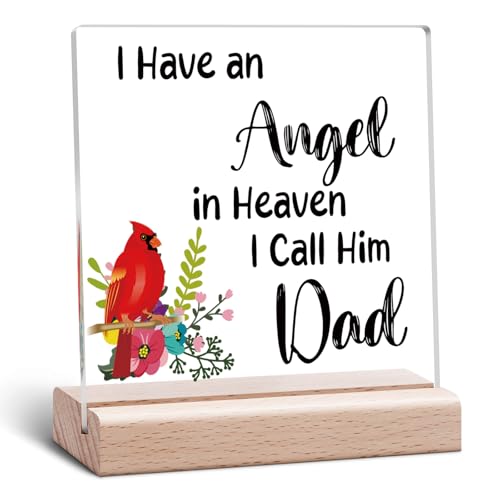 Sympathy Gifts for Loss of Dad Memorial Clear Desk Decorative Sign for Loss of Father Bereavement Gifts In Memory of Dad Keepsake Acrylic Plaque Condolence Remembrance Acrylic Sign With Wooden Stand - color: Loss of Dad Acrylic Sign