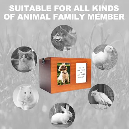 Pet Urns for Dog Cremation With Photo Frame - Wooden Box for Ashes, Cat Urns, Memory Box With Memorial Card