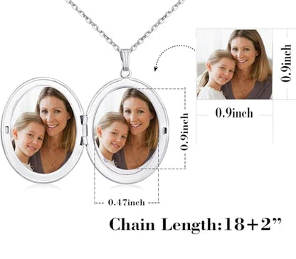 Gold Oval Flower Locket Necklace that Holds Pictures Photo Locket Pendant - color: SilverOval