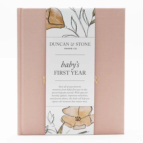 Duncan & Stone Baby Book First Year Memory Keepsake, Linen, Dusty Rose - color: Dusty Rose