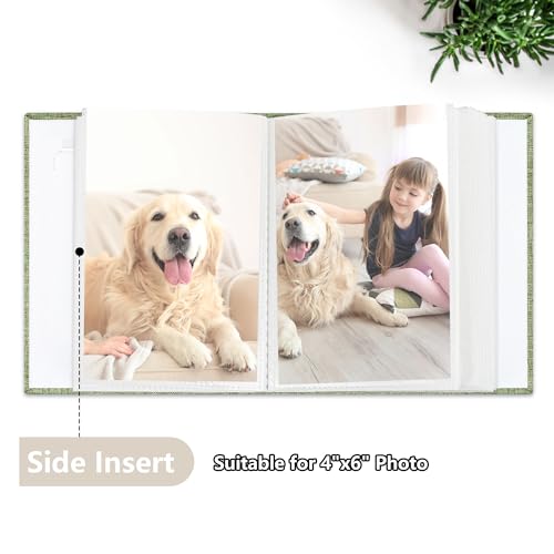 Photo Album 4x6 52 Pockets Photo Albums with Linen Cover Picture Albums for Family, Wedding, Baby, Photo Book Holds Vertical Pictures GrassGreen - color: GrassGreen, size: 52 Pockets
