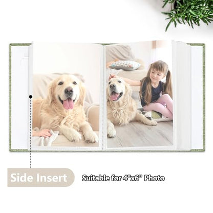 Photo Album 4x6 100 Pockets Photo Albums with Linen Cover Picture Albums for Family, Wedding, Baby, Photo Book Holds Vertical Pictures GrassGreen - color: GrassGreen, size: 100 Pockets