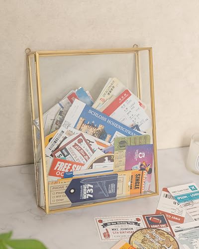 8x10 Travel Shadow Box Frame with Slot on Top, Glass Shadow Boxes Display Case for Loading Memories, Shadow Keepsake Box for Tickets, Wine Bottle Caps, Shells, Stamps and More