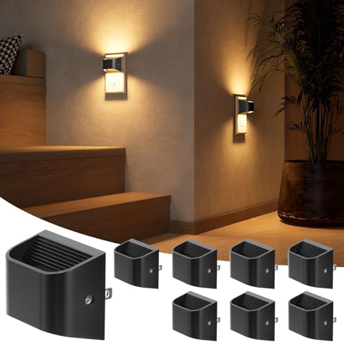 NIORSUN Night Lights Plug Into Wall, 8 Pack, 3000K, Auto On/Off, Black | Eye Friendly Warm White, Dusk to Dawn Sensor Night Light, Ultra-Slim Wall Light for Bedroom Hallway Bathroom Stairs - color: Black, size: 8 Pack
