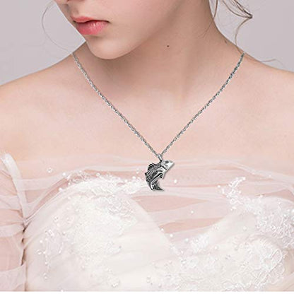 Dletay Fish Cremation Jewelry for Ashes Memorial Ashes Keepsake Necklace Urn Necklace Pendant - color: Silver