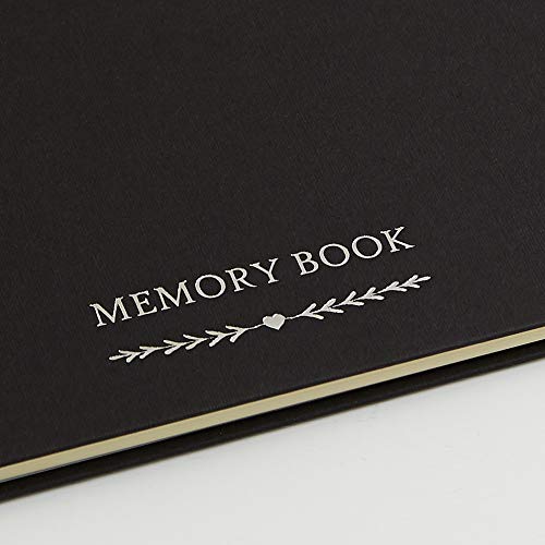 ANGEL & DOVE Funeral Guest Book - Black Textured Covers - 12 x 8 - for Condolence, Memorial, Keepsake