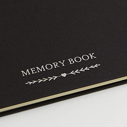 ANGEL & DOVE Funeral Memory Book - Black Textured Covers, 8" x 6" - Condolence, Guest Book, Memorial