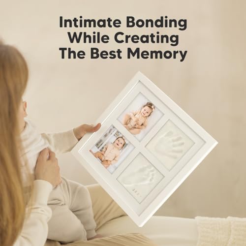 KeaBabies Baby Hand and Footprint Kit, Baby Footprint Kit (Alpine White) | Clay Handprint Keepsake Frame, Pets Paw, Newborn Collage Picture Frame, Personalized New Mom Gifts for Showers & Registry - color: Alpine White
