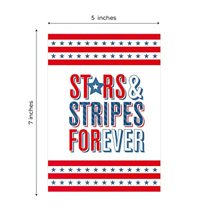 Canopy Street Patriotic 4th Of July Party Invitation / 25 Fill in the Blank Red White Blue Themed Event Invites With Envelopes / 5" x 7" Independence Day Invitations/Made In The USA - style: Stars and Stripes