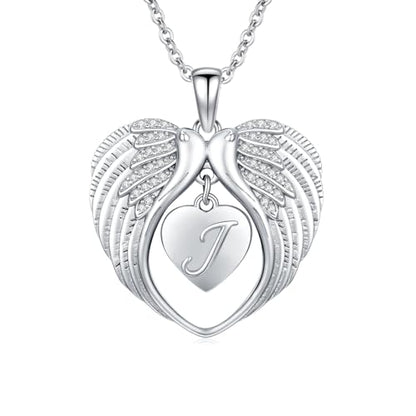 TUGHRA Memorial Necklace for Women Men, Angel Wings Heart Pendant 925 Sterling Silver A Piece of My Heart Is In Heaven Charm Necklace Sympathy Gift - style: 04-J
