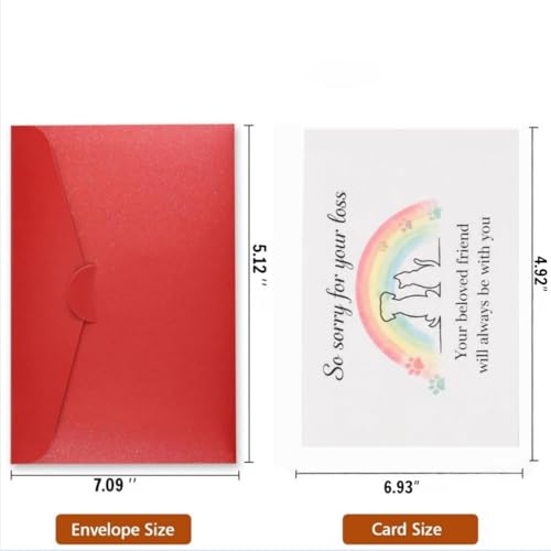 Pet Sympathy Card for Loss of Dog, Sorry for Your Loss Pet Memorial Card with Envelope, Rainbow Bridge Condolence Greeting Card, Bereavement Gift for Grieving Pet Owners