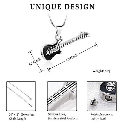 memorial jewelry Musical Instrument Cremation Necklace for Women&Men Guitar Urn Necklace for Ashes - color: ZWT11728-GU-FBA