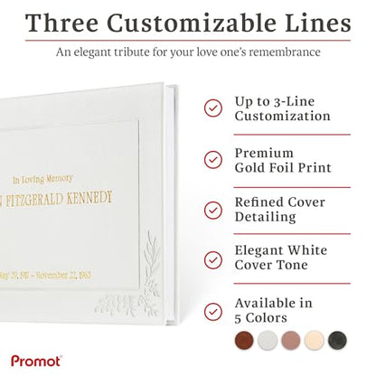 Promot Funeral Guestbook - Guestbook for Funeral Celebration (White) - color: White