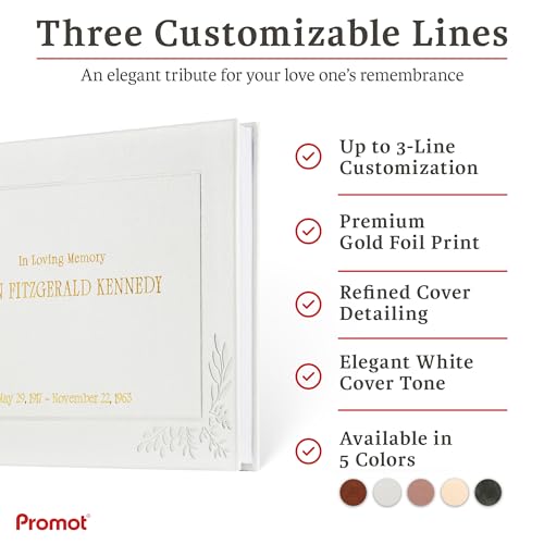 Promot Funeral Guestbook - Guestbook for Funeral Celebration (White) - color: White