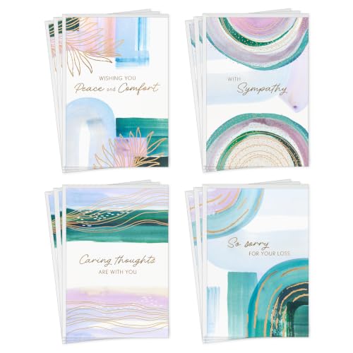 Hallmark Sympathy Cards with Envelopes, 12-Pack (Watercolor with Gold Foil) - style: Sympathy