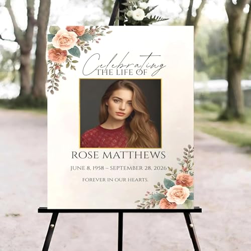 Floral Funeral Welcome Sign, Celebration of Life Welcome Sign, in Loving Memory Sign, Celebration of Life, Celebration of Life Sign, Memorial Sign with Photo,Funeral Welcome Sign #Tfo123 - color: Version #11
