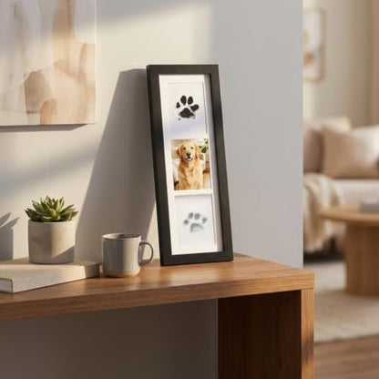 Paw Print Kit for Dogs, Pine Wood Frame with Inkless Pad & Clay Kit | Solid Pine Wood Construction, Includes Inkless Pad and Clay Kit, Step-by-Step Instructions Included, Wall Mountable Design